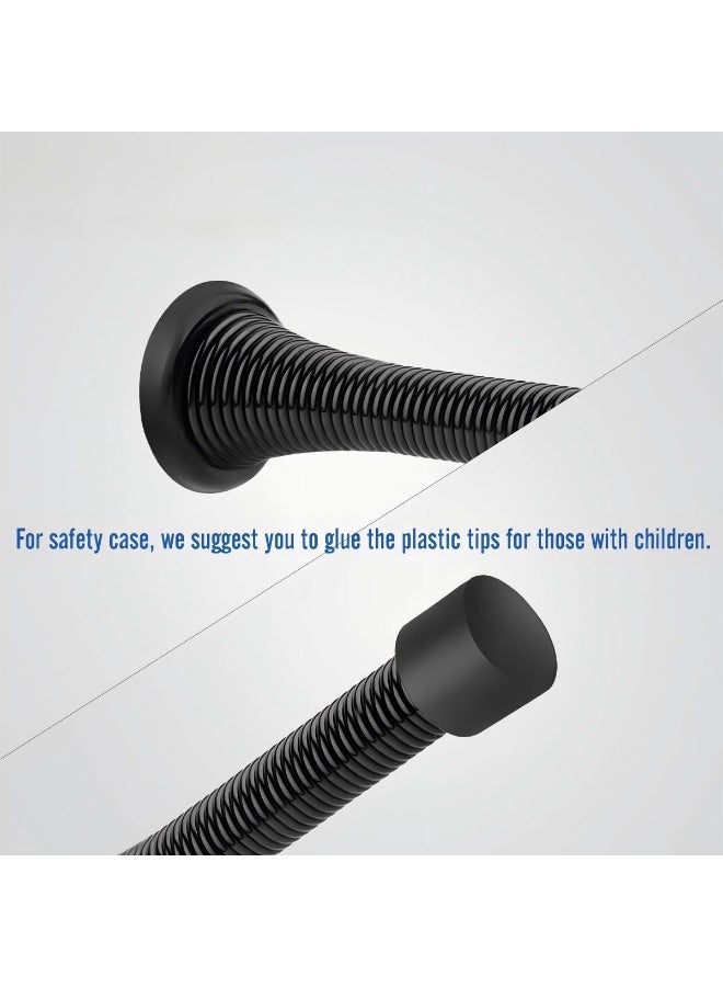 12 Pack Black Spring Door Stops,3-1/8" Heavy Duty - Flexible Door Stopper with Low Mounted Black Rubber Bumper Tips - Image 4